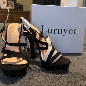 Black and Silver Strappy Heels